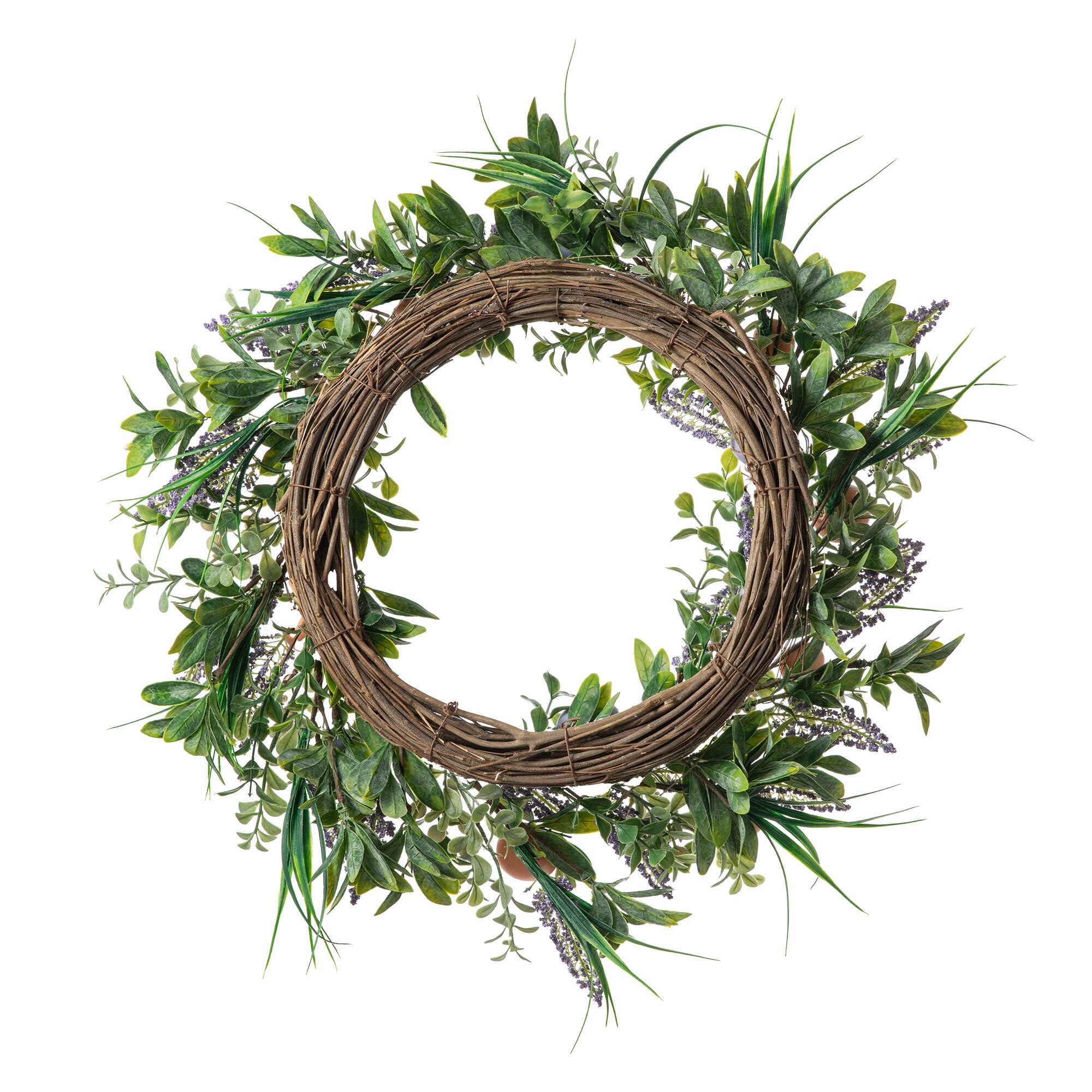 Glitzhome® 22" Easter Eggs & Lavender Wreath